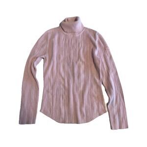 Vintage Pink Tommy Hilfiger Turtleneck Ribbed Logo Women M Y2K